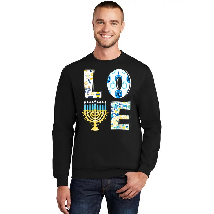 Love Cute Hanukkah Chanukah Menorah Pajama Matching Family Tall Sweatshirt