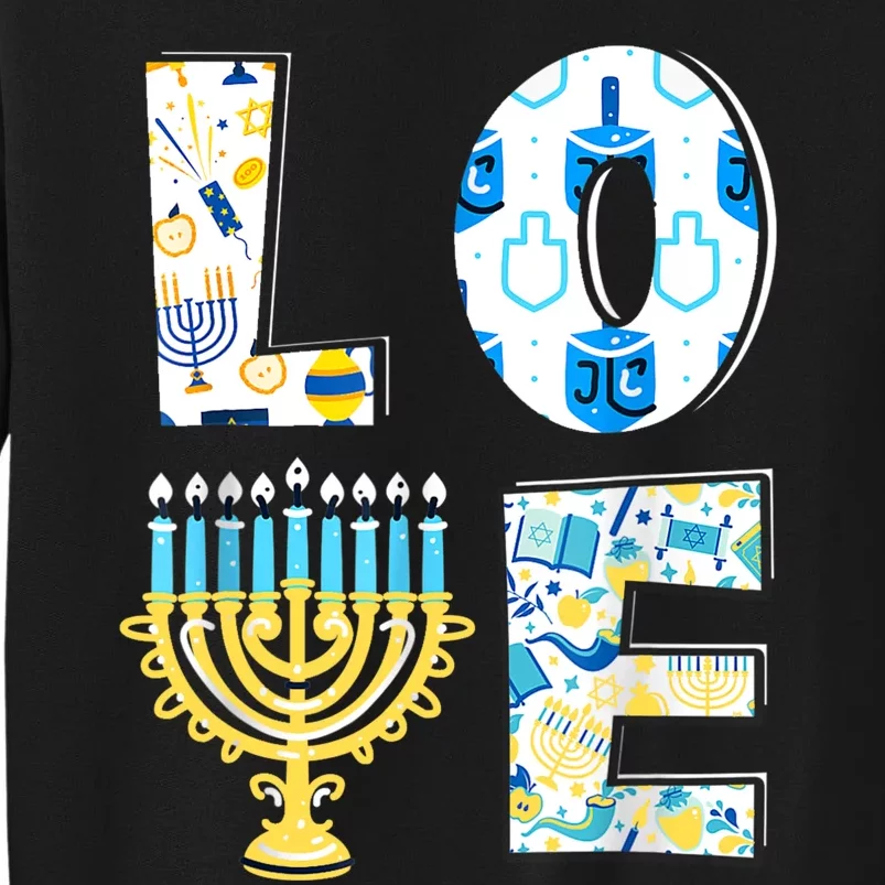 Love Cute Hanukkah Chanukah Menorah Pajama Matching Family Tall Sweatshirt