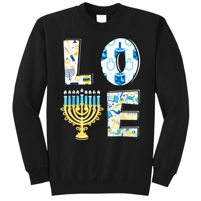 Love Cute Hanukkah Chanukah Menorah Pajama Matching Family Tall Sweatshirt