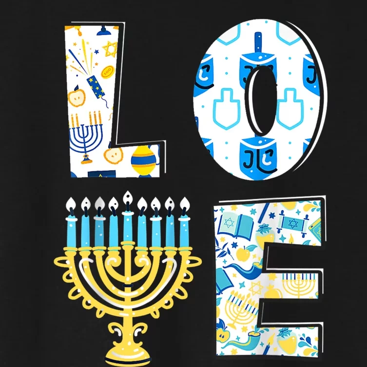 Love Cute Hanukkah Chanukah Menorah Pajama Matching Family Women's Crop Top Tee