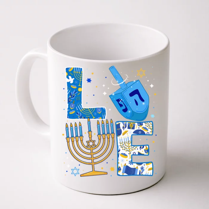 LOVE Cute Hanukkah Decorations Dreidel Menorah Chanukah Front & Back Coffee Mug