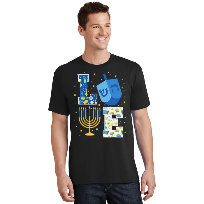 LOVE Cute Hanukkah Decorations Dreidel Menorah Chanukah T-Shirt