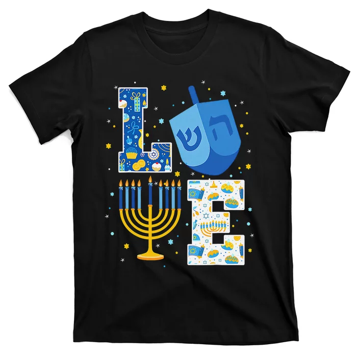 LOVE Cute Hanukkah Decorations Dreidel Menorah Chanukah T-Shirt