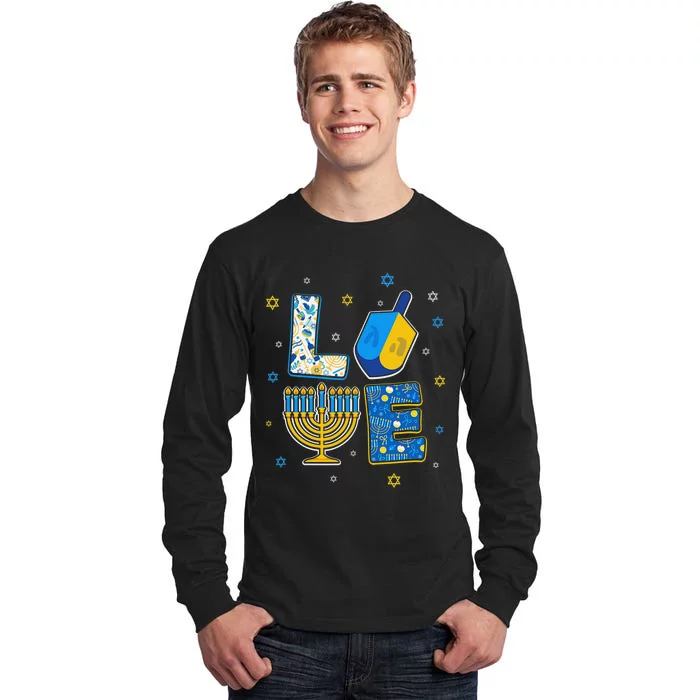 Love Cute Hanukkah Decorations Dreidel Menorah Chanukah Tall Long Sleeve T-Shirt