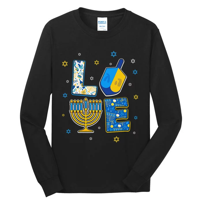 Love Cute Hanukkah Decorations Dreidel Menorah Chanukah Tall Long Sleeve T-Shirt