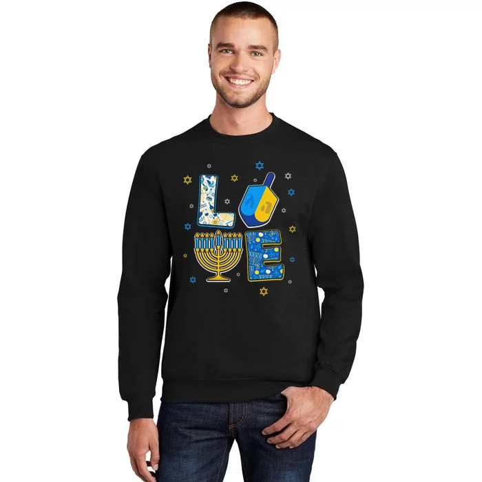 Love Cute Hanukkah Decorations Dreidel Menorah Chanukah Tall Sweatshirt