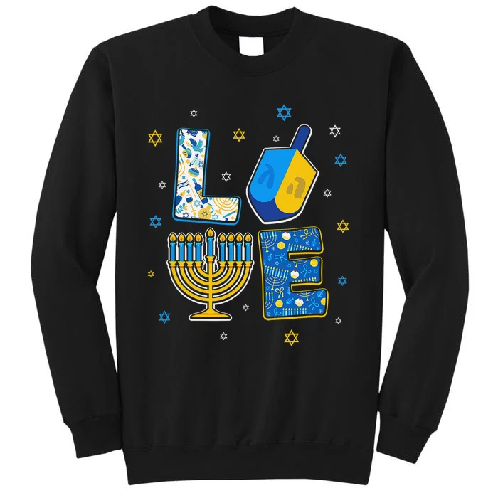 Love Cute Hanukkah Decorations Dreidel Menorah Chanukah Tall Sweatshirt