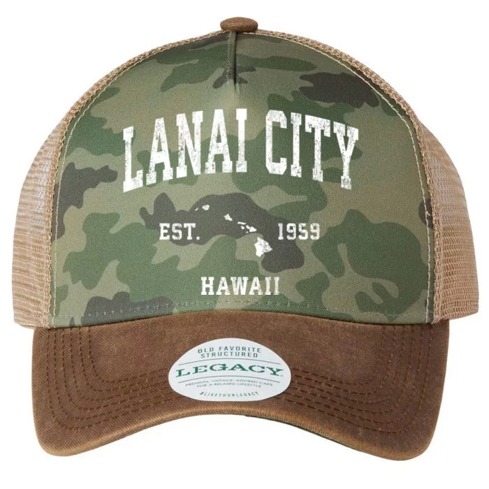 Lanai City Hawaii Hi Vintage Athletic Sports Legacy Tie Dye Trucker Hat