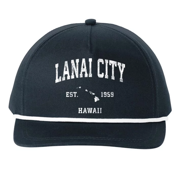 Lanai City Hawaii Hi Vintage Athletic Sports Snapback Five-Panel Rope Hat