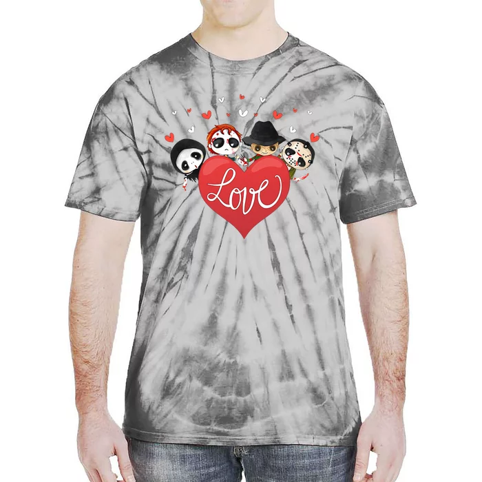 Love Candy Heart Cute Killer Horror Movie Anti Valentine Day Tie-Dye T-Shirt