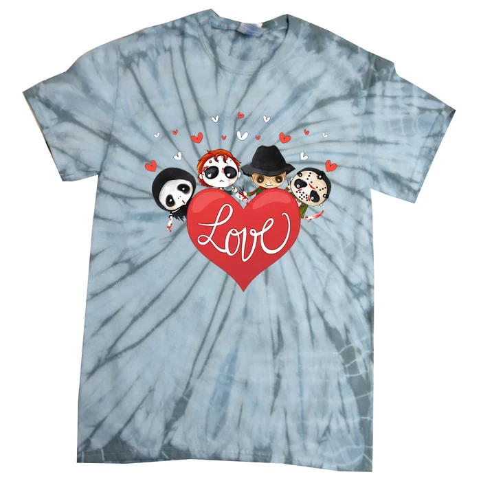 Love Candy Heart Cute Killer Horror Movie Anti Valentine Day Tie-Dye T-Shirt