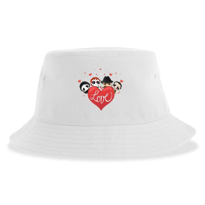 Love Candy Heart Cute Killer Horror Movie Anti Valentine Day Sustainable Bucket Hat