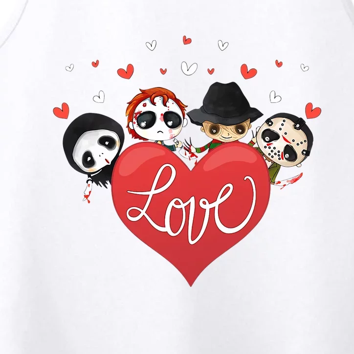 Love Candy Heart Cute Killer Horror Movie Anti Valentine Day Performance Tank