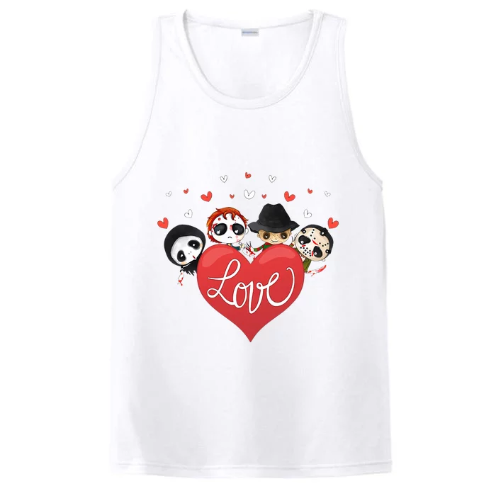 Love Candy Heart Cute Killer Horror Movie Anti Valentine Day Performance Tank