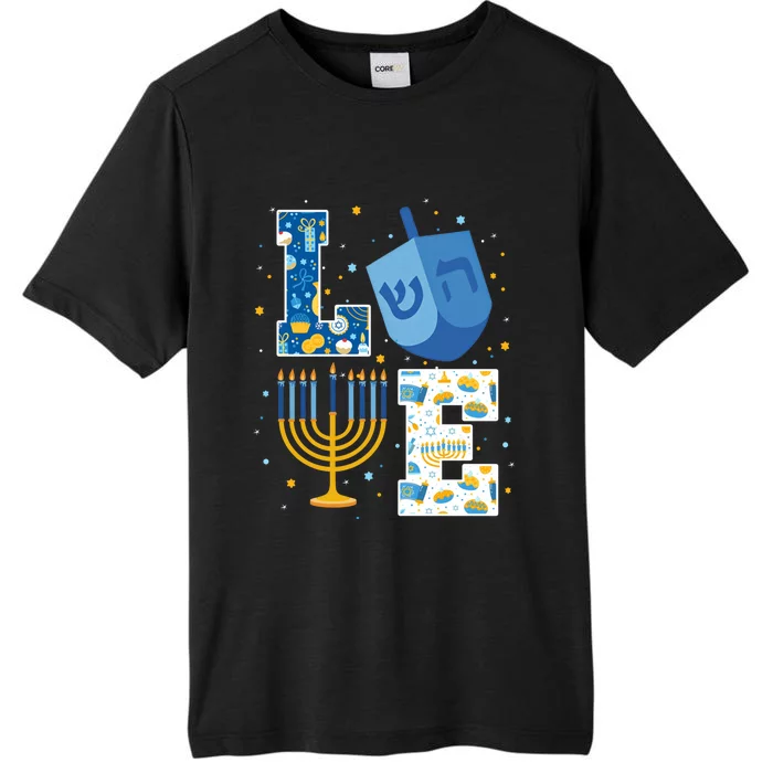 LOVE Cute Hanukkah Decorations Dreidel Menorah Chanukah ChromaSoft Performance T-Shirt