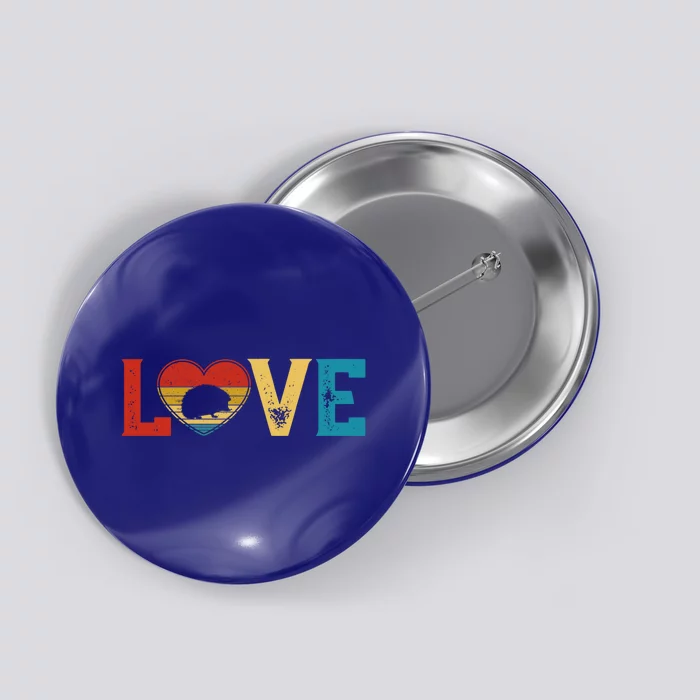 Love Cute Hedgehog Lover Animals Heart Valentine's Day Funny Gift Button