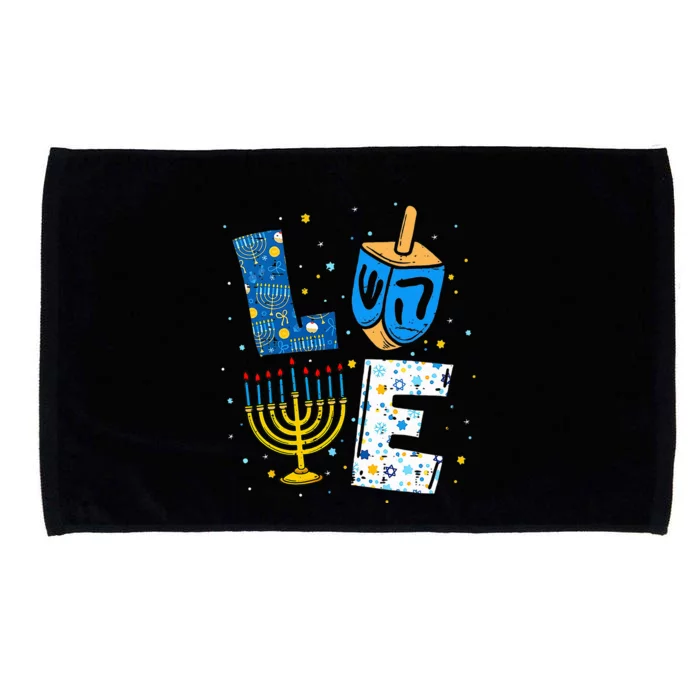 LOVE Cute Hanukkah Decorations Dreidel Menorah Chanukah Microfiber Hand Towel