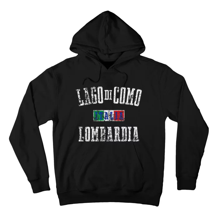 Lake Como Italy Lombardy Distressed Print Hoodie