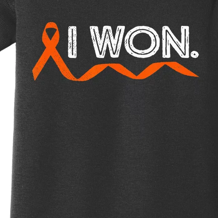 Leukemia Cancer I Won Orange Ribbon Awareness Warriors Baby Bodysuit