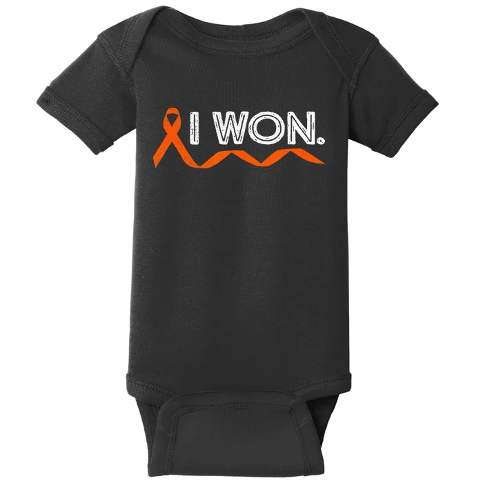 Leukemia Cancer I Won Orange Ribbon Awareness Warriors Baby Bodysuit