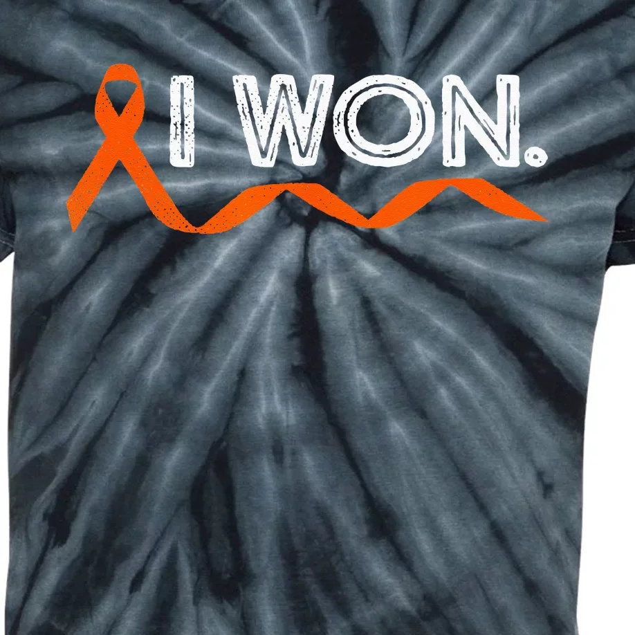 Leukemia Cancer I Won Orange Ribbon Awareness Warriors Kids Tie-Dye T-Shirt