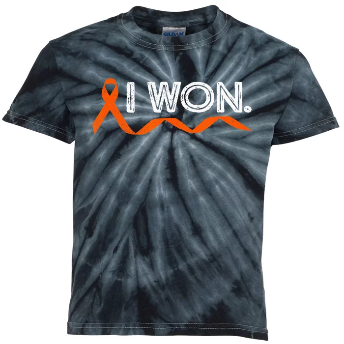 Leukemia Cancer I Won Orange Ribbon Awareness Warriors Kids Tie-Dye T-Shirt