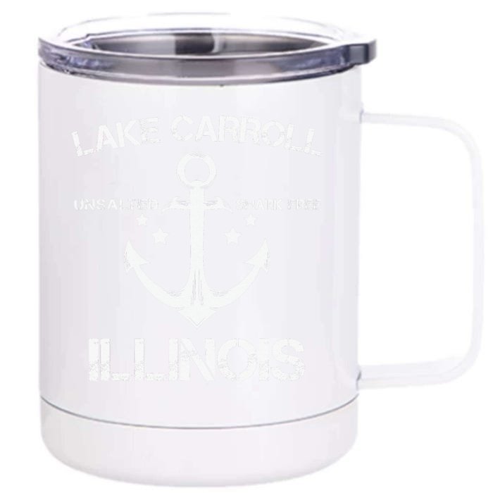 LAKE CARROLL ILLINOIS Funny Fishing Camping Summer Gift Front & Back 12oz Stainless Steel Tumbler Cup