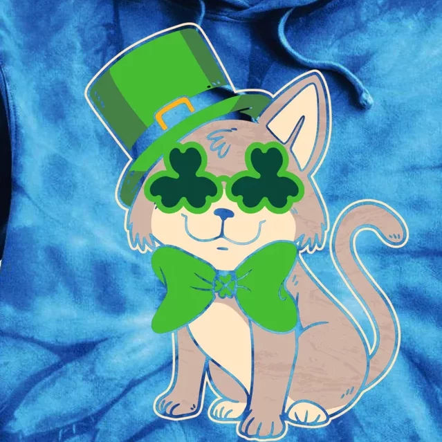 Leprechaun Cat Ireland Saint Patrick's Day St Paddy Kitten Gift Tie Dye Hoodie