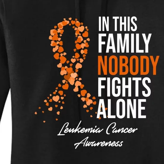 Leukemia Cancer In This Family Nobody Fights Alone Women's Pullover Hoodie