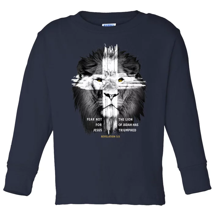 Lion Cross Jesus Christian Lord God Believer Toddler Long Sleeve Shirt