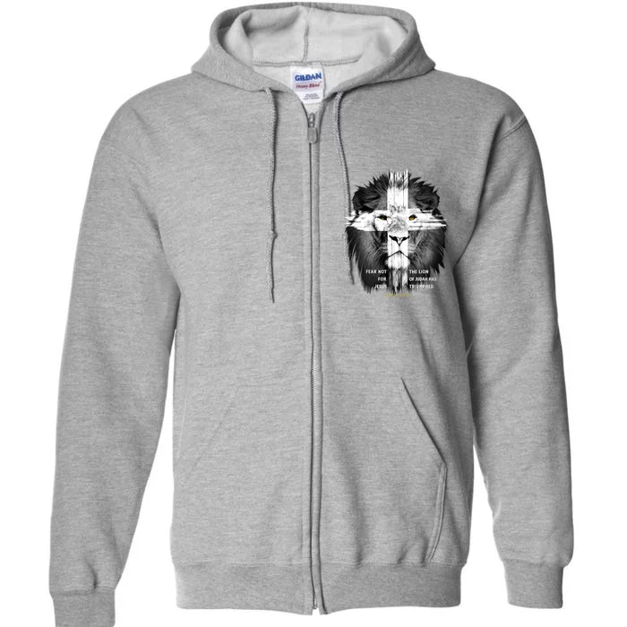 Lion Cross Jesus Christian Lord God Believer Full Zip Hoodie