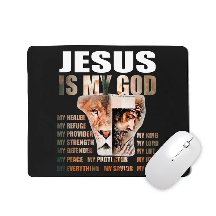 Lion Christian Jesus Is My God Lord King Savior Good Friday Mousepad