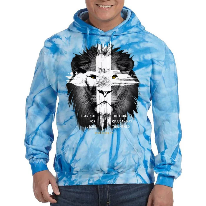 Lion Cross Jesus Christian Lord God Believer Tie Dye Hoodie