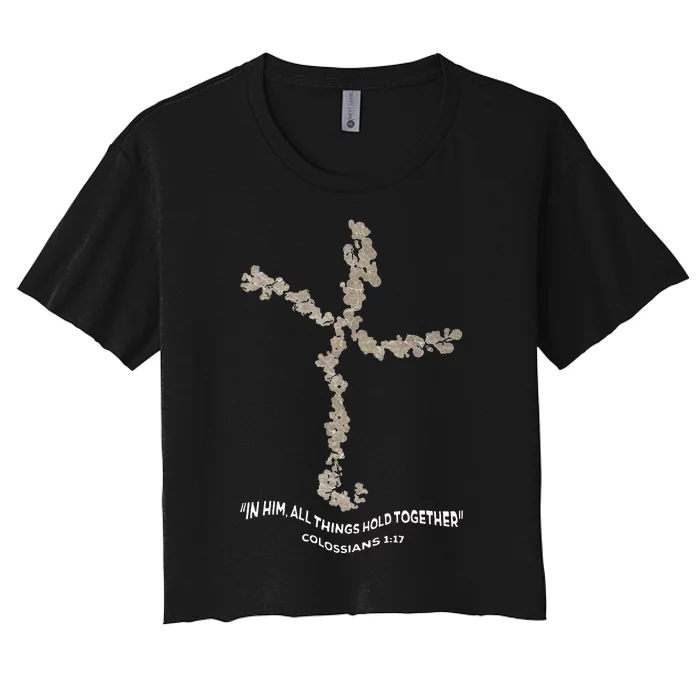 Laminin Christian Jesus Cross Women's Crop Top Tee