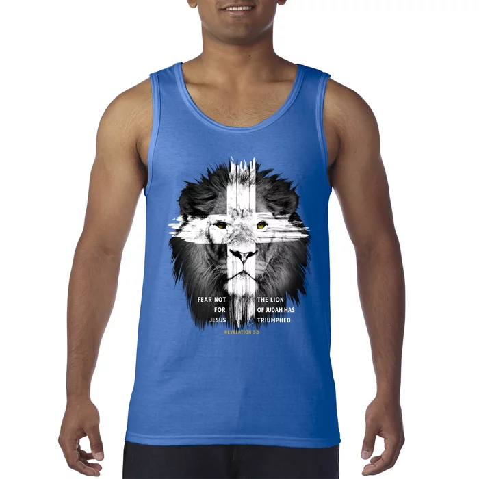 Lion Cross Jesus Christian Lord God Believer Gift Tank Top