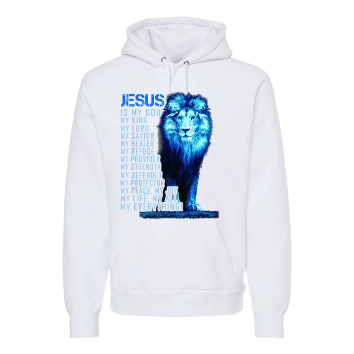 Lion Christian Jesus Is My God King Lord And Savior Premium Hoodie