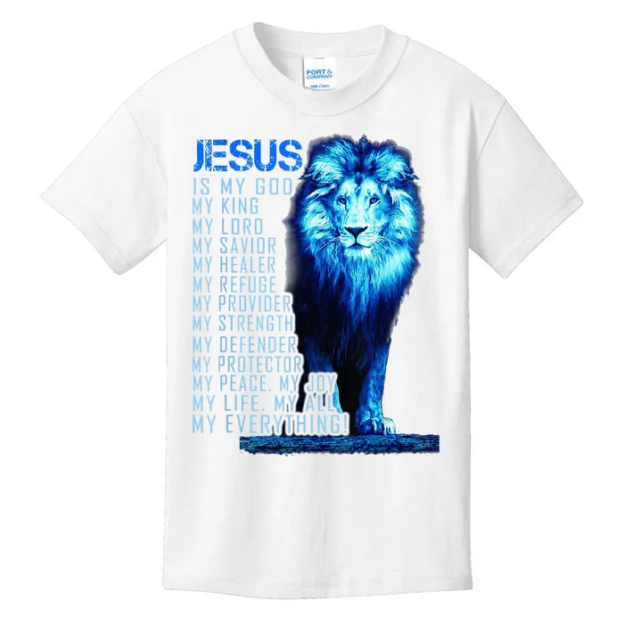 Lion Christian Jesus Is My God King Lord And Savior Kids T-Shirt