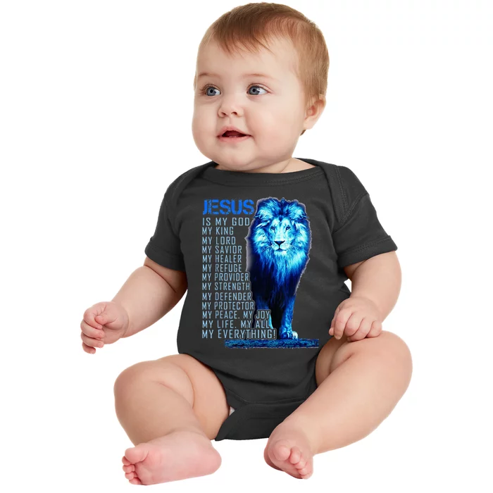 Lion Christian Jesus Is My God King Lord And Savior Baby Bodysuit