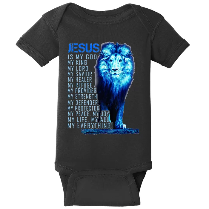 Lion Christian Jesus Is My God King Lord And Savior Baby Bodysuit