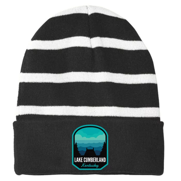 Lake Cumberland Kentucky Summer Striped Beanie with Solid Band