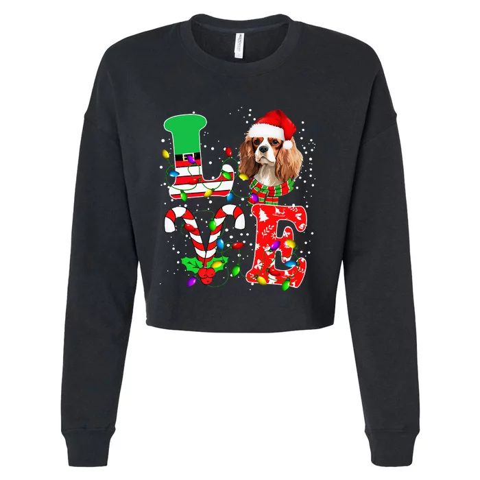 Love Cavalier King Charles Spaniel Dog Christmas Cropped Pullover Crew