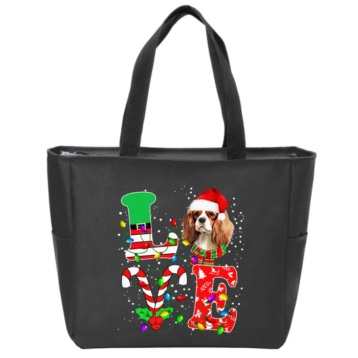 Love Cavalier King Charles Spaniel Dog Christmas Zip Tote Bag