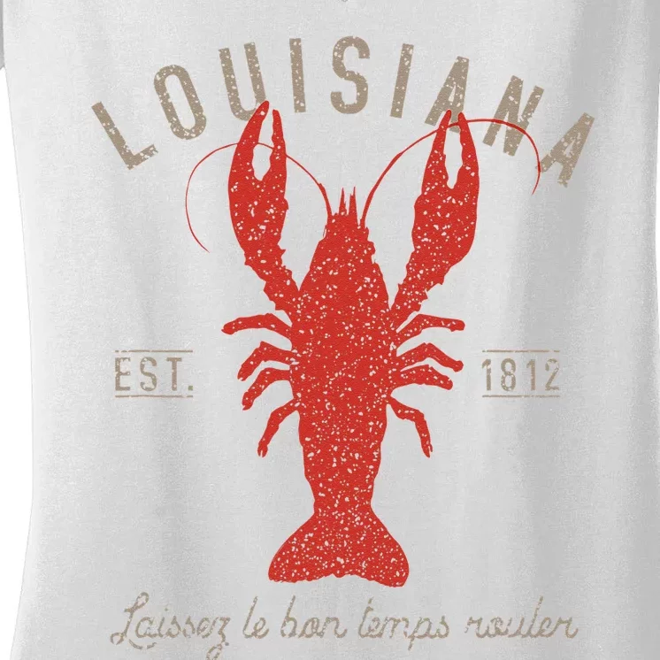 Louisiana Crawfish Laissez Le Bon Temps Rouler Women's V-Neck T-Shirt