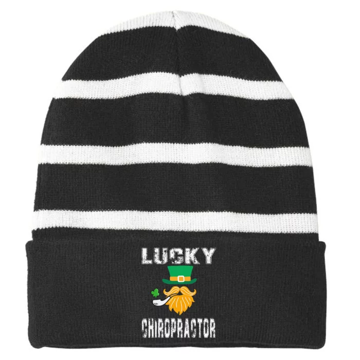 Lucky Chiropractor Leprechaun Saint Patrick's Day Striped Beanie with Solid Band