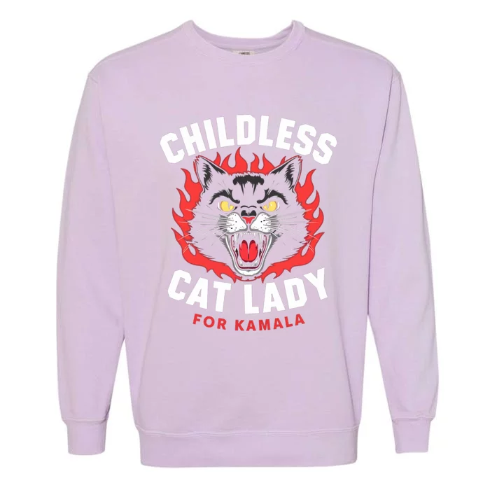 Less Cat Lady For Kamala Gift Garment-Dyed Sweatshirt