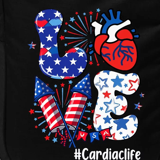 Love Cardiac Life Usa Flag Cardiac Nurse 4th Of July Impact Tech Backpack