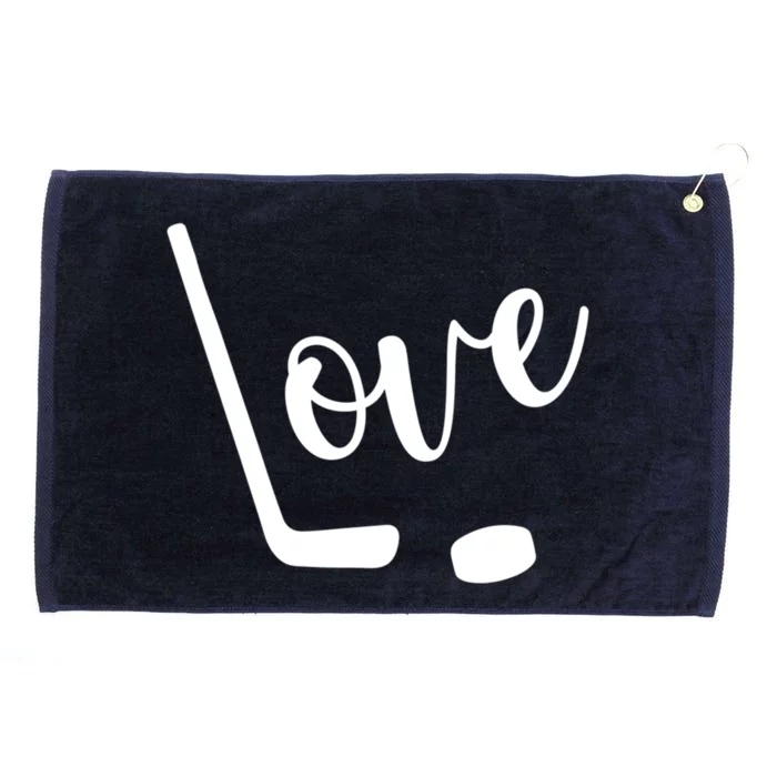 Love Cute Lettering With Hockey Stick And Puck Gift Design Gift Grommeted Golf Towel