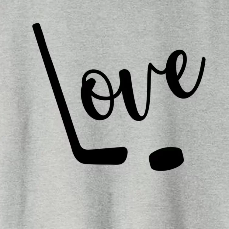 Love Cute Lettering With Hockey Stick And Puck Gift Design Gift Women's Crop Top Tee