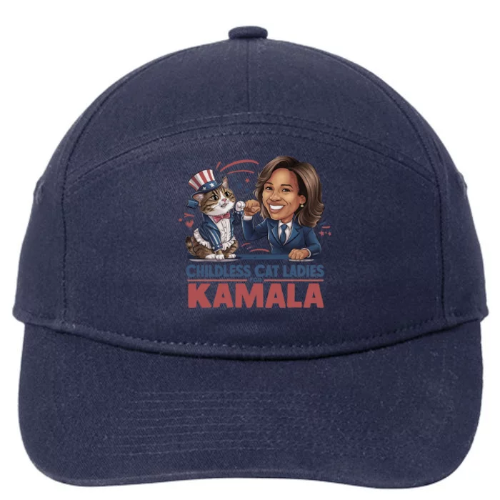 Less Cat Ladies For Kamala Gift 7-Panel Snapback Hat