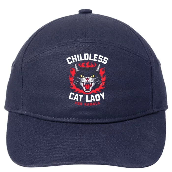 Less Cat Lady For Kamala Bold Statet Gift 7-Panel Snapback Hat